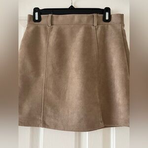 Papaya Taupe Faux Suede A-Line Mini Skirt